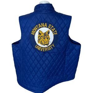 Montana State Bobcat Puffer Vest Black 3X Pockets Football Unique Quilted MSU